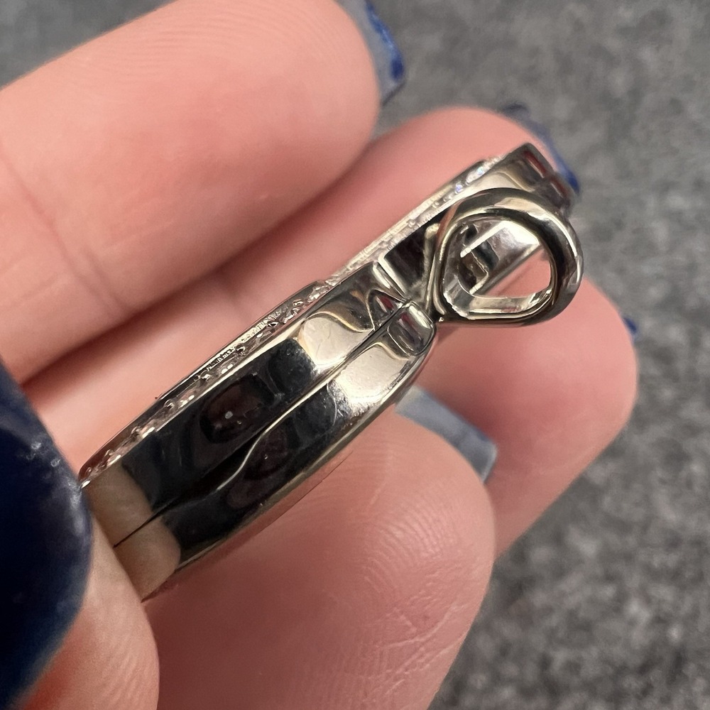Origami Owl LK1020 Large Silver Hinged Heart Locket w/ Crystals 1.25" - Picture 4 of 12